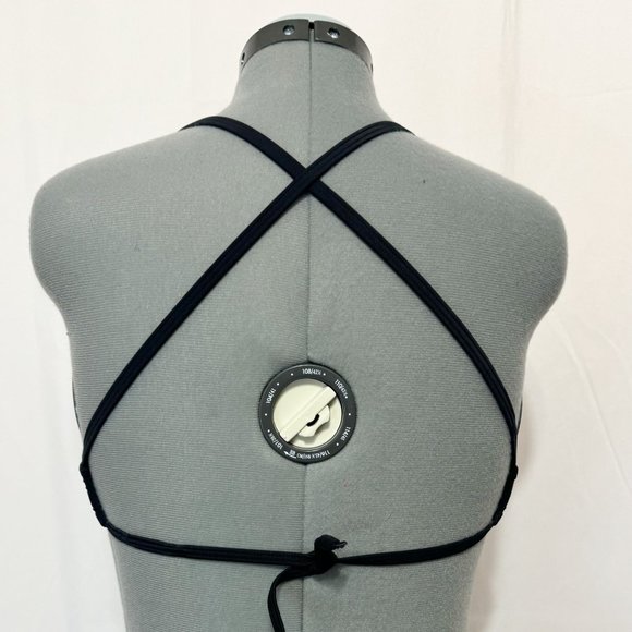 La Blanca NWT Sz 14 Indigo/Capri Stripe Rouched Halter Bikini Swimsuit Top - Picture 6 of 8